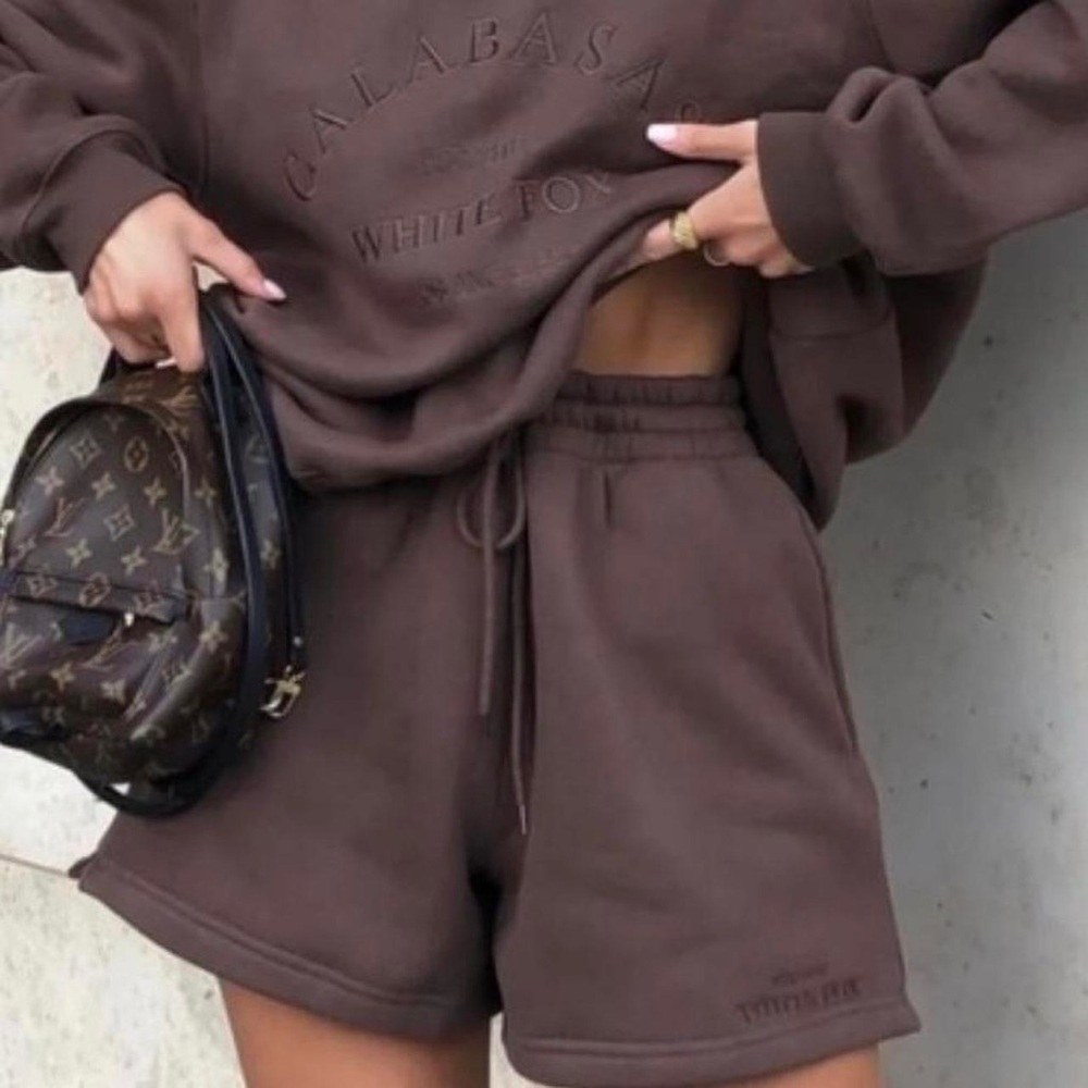 Brown White Fox Sweat Shorts